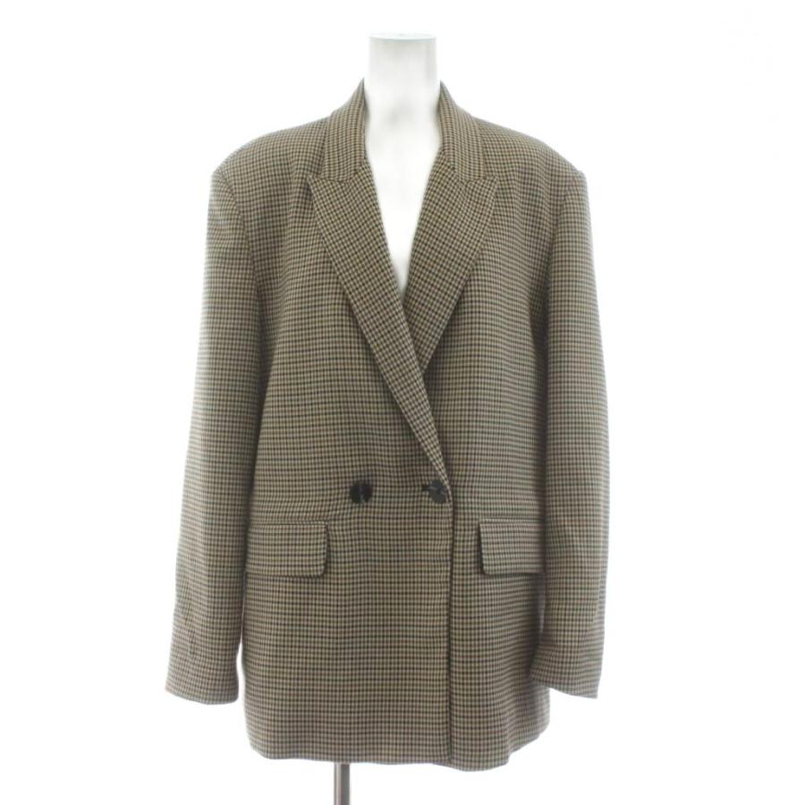 ZARA（ザラ） テーラードジャケット ダブル チェック柄 M ベージュ 茶