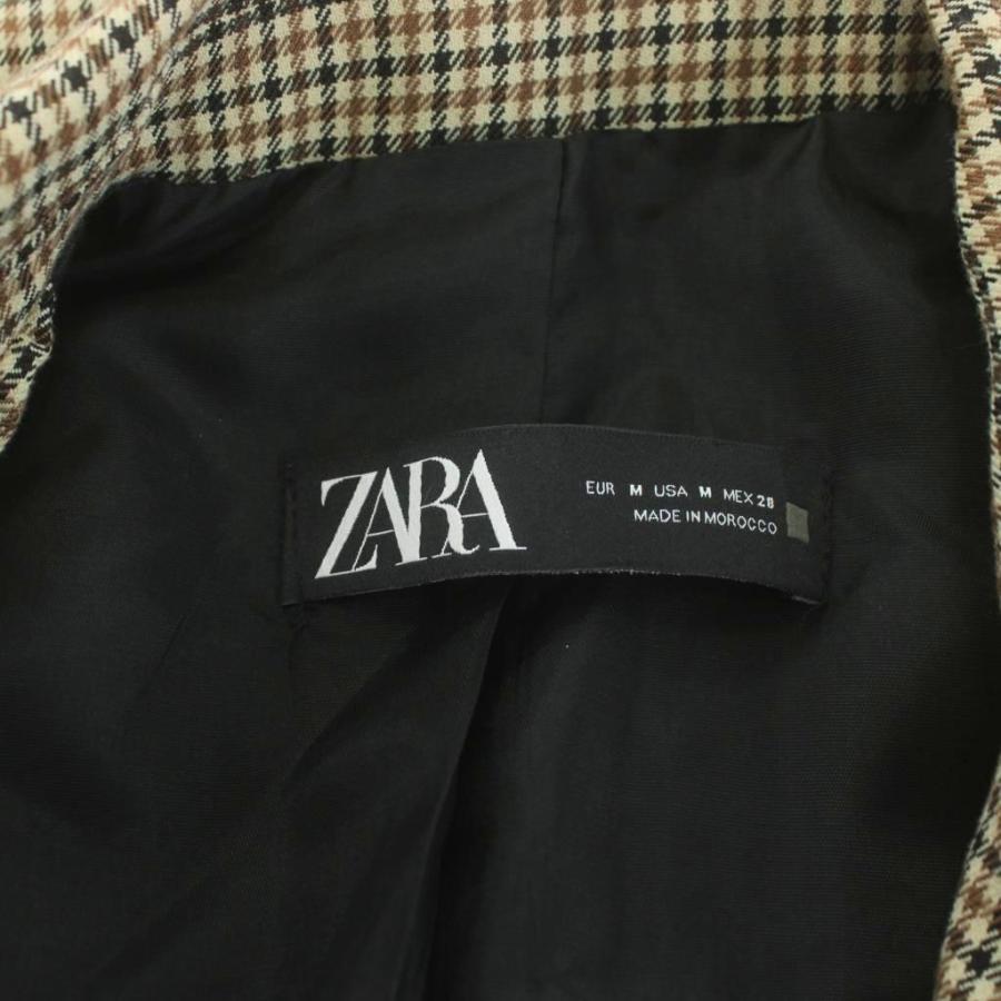 ZARA（ザラ） テーラードジャケット ダブル チェック柄 M ベージュ 茶 