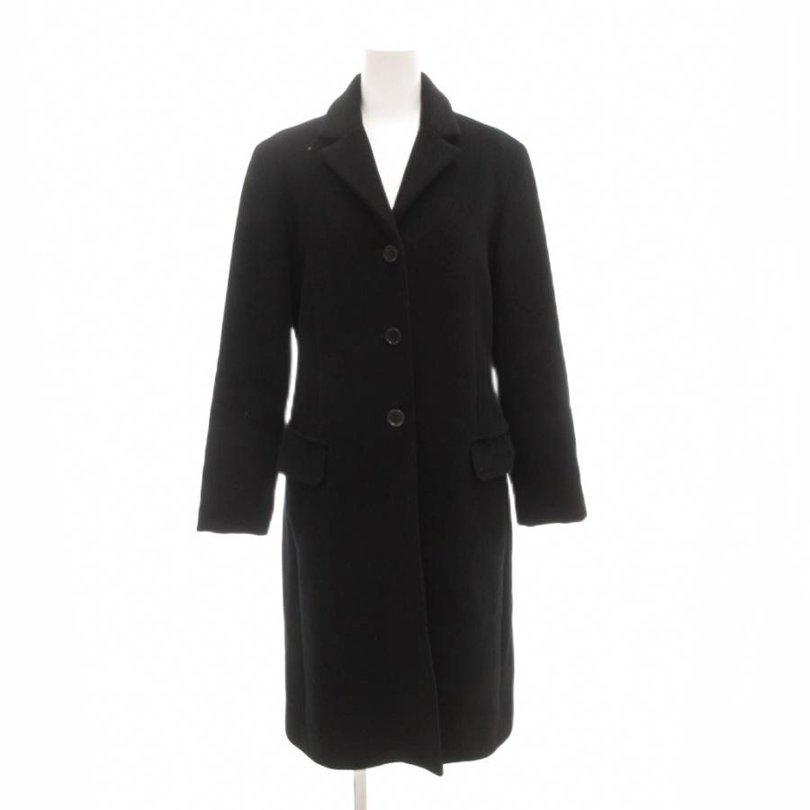 【ウール・カシミア・アンゴラ混　超ロング丈コート　ダブルブレスト　黒　古着】 レコパン LES COPAINS チェスターコート 2 カシミヤ混 アンゴラ混