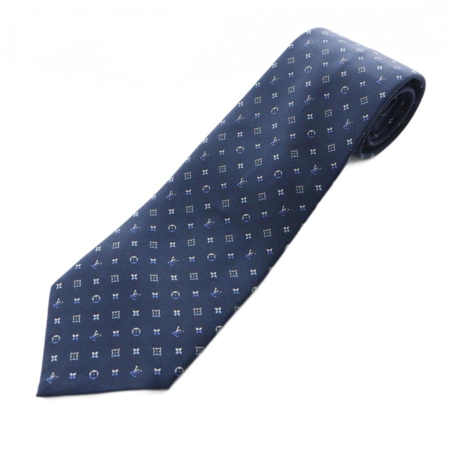 未使用級 ルイヴィトン Louis Vuitton ネクタイ モノグラム LOUIS VUITTON（ルイ・ヴィトン） モノグラム ネクタイ シルク 紺