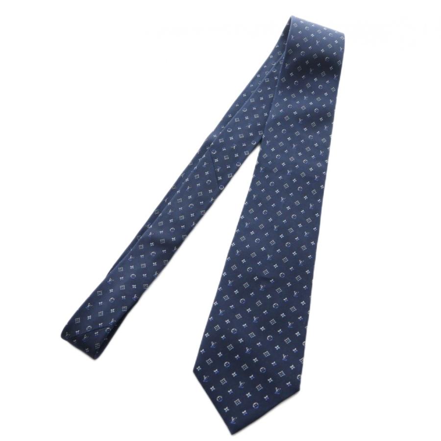 【美品】LouisVuitton ルイヴィトン ネイビー ネクタイ モノグラム LOUIS VUITTON（ルイ・ヴィトン） モノグラム ネクタイ シルク 紺