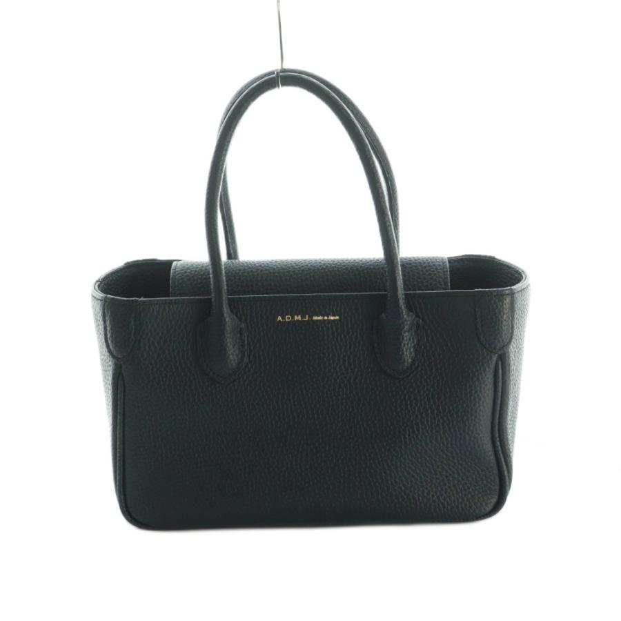 エーディーエムジェイ A.D.M.J. ハンドバッグ レザー シボ加工 濃紺