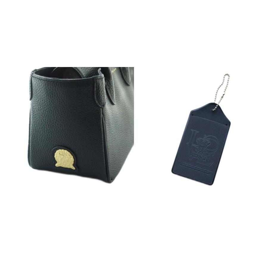 エーディーエムジェイ A.D.M.J. ハンドバッグ レザー シボ加工 濃紺