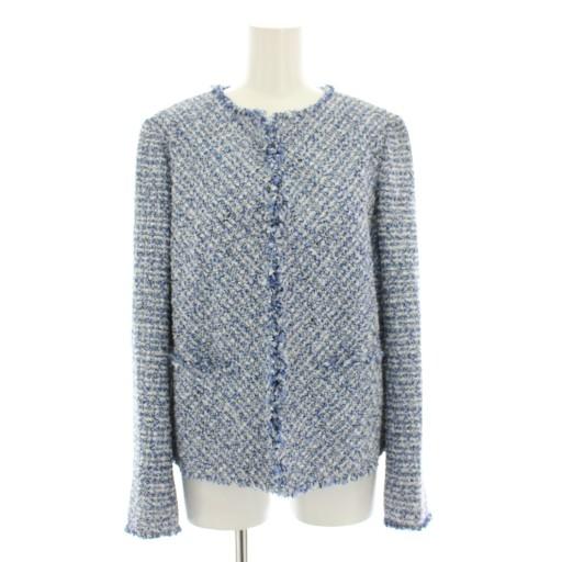 【美品】23区 ツイード ノーカラージャケット オンワード樫山 38 自由区 オンワード樫山 ツイードジャケット ノーカラージャケット