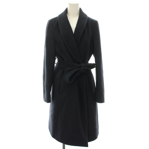 美品✨セオリー ベルテッドウールロングコート 2 ブラック アンゴラ Aライン 美品✨セオリー ベルテッドウールロングコート 2 ブラック アンゴラ A