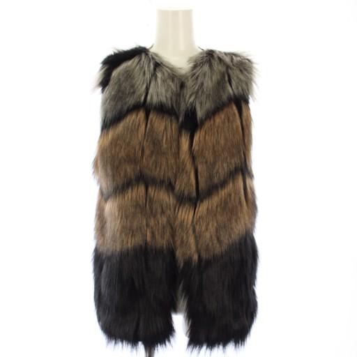 リナシメント RINASCIMENTO ベスト ジレ ファー XS ブラック グレー