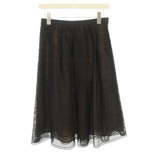 エムズグレイシー M'S GRACY スカート ひざ丈 フレア メッシュ 総柄 38