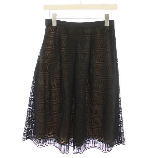 エムズグレイシー M'S GRACY スカート ひざ丈 フレア メッシュ 総柄 38