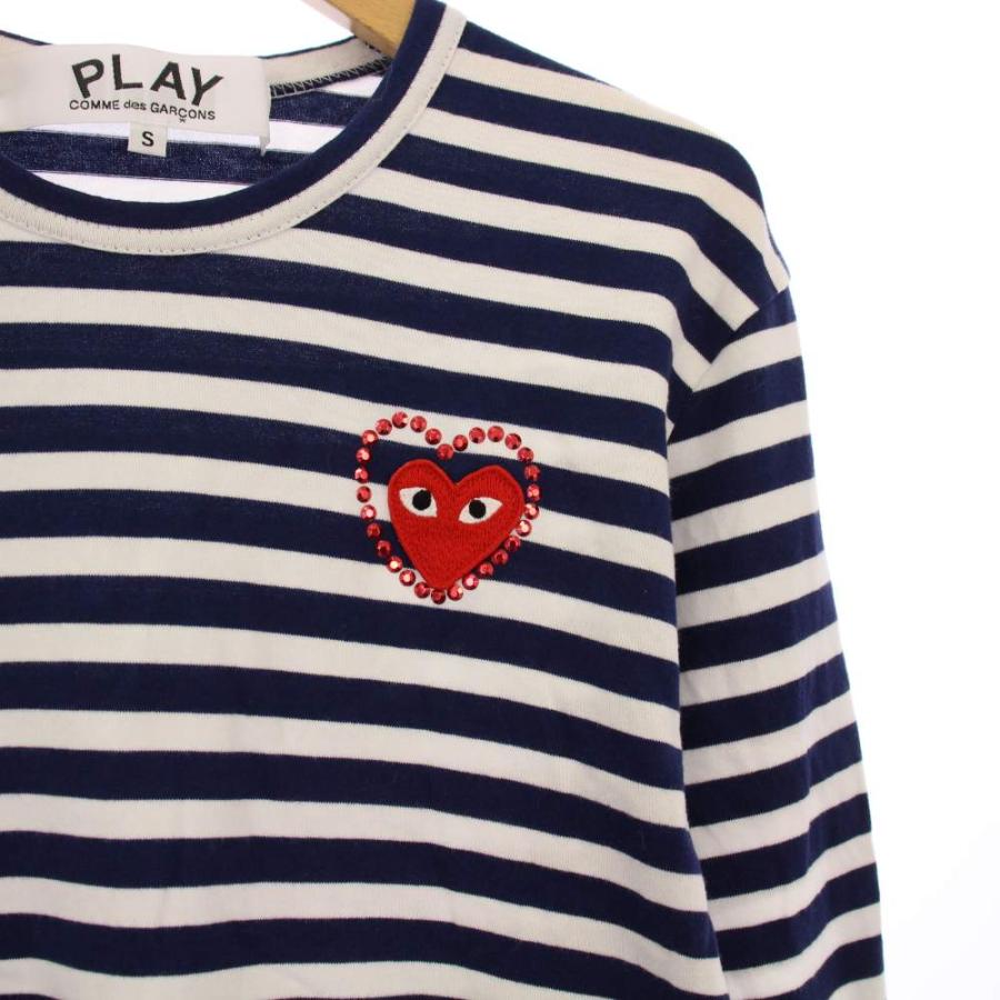 新品未使用PLAYコムデギャルソン紺白ストライプ 長袖カットソー XXL プレイコムデギャルソン PLAY COMME des GARCONS AD2024/7 Tシャツ