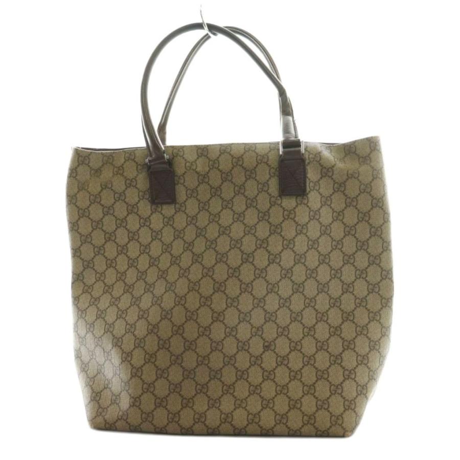 GUCCI（グッチ） GUCCI GGスプリーム トートバッグ レザー 茶 ブラウン