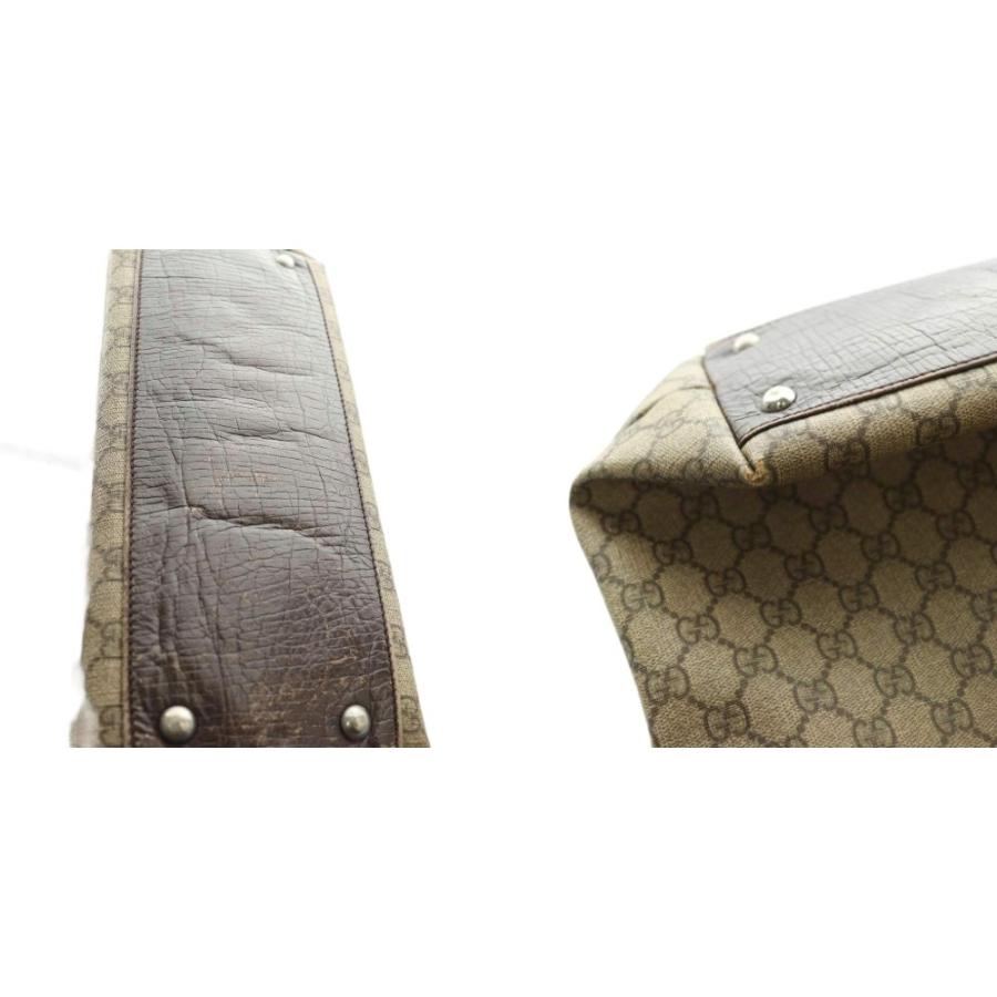 GUCCI（グッチ） GUCCI GGスプリーム トートバッグ レザー 茶 ブラウン