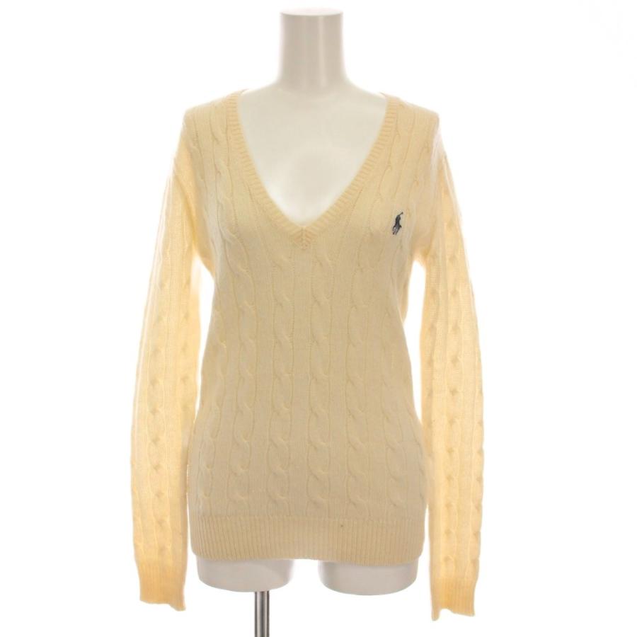 美品 ラルフローレン S ケーブルニット セーター 長袖 Vネック アイボリー POLO RALPH LAUREN - 正規品 Polo Ralph Lauren Vネック ニット