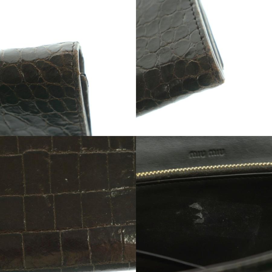 【付属品あり】miumiu ミュウミュウ クロコ 財布 ブラウン レザー 美品 楽天市場】ミュウミュウ MIU MIU 財布 クロコ型押し ブラック レザー