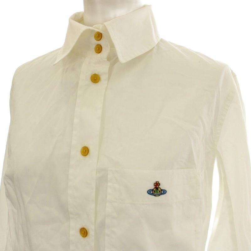 ヴィヴィアンウエストウッド 長袖シャツ 刺繍ロゴ オーブ 白 ホワイト 日本製 ヴィヴィアンウエストウッド 長袖シャツ 刺繍ロゴ オーブ 白 ホワイト