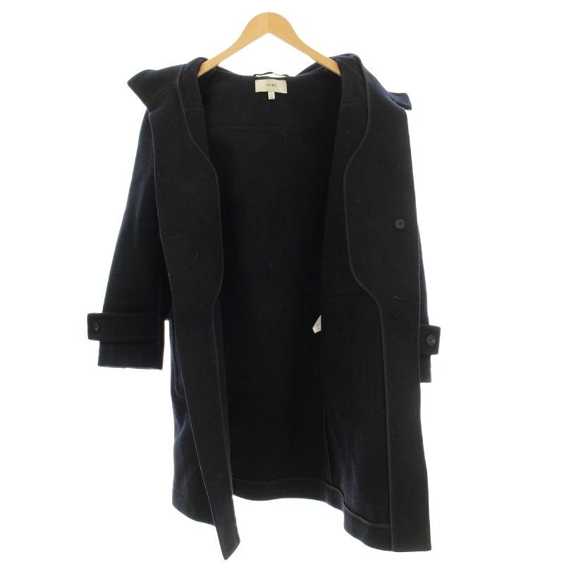 【美品】 HYKE ダッフルコート ロングコート ロング丈 ネイビー ハイク HYKE ダッフルコート ウール ロング 1 ネイビー 紺 /☆G