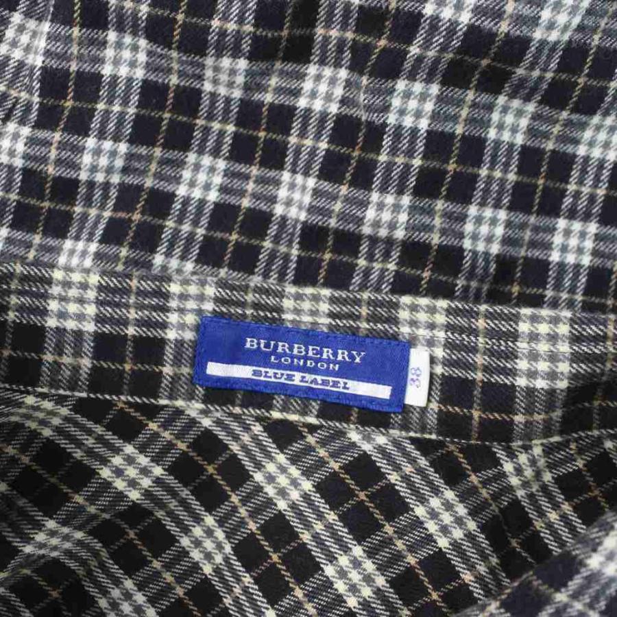 M　Burberrys OF LONDON　ネイビー×黒チェックの長袖ブラウス BURBERRY - M Burberrys OF LONDON ネイビー×黒チェックの長袖ブラウス