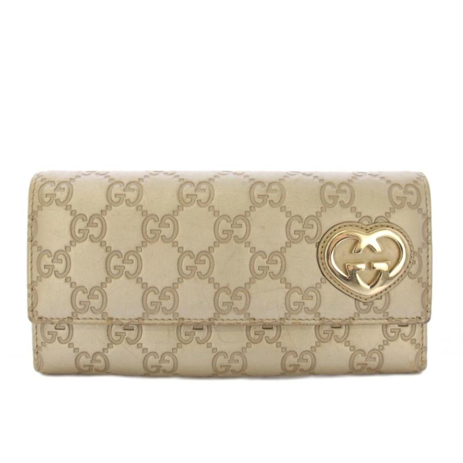 GUCCI（グッチ） ラブリーシマレザー GGパターン ハート 長財布 二
