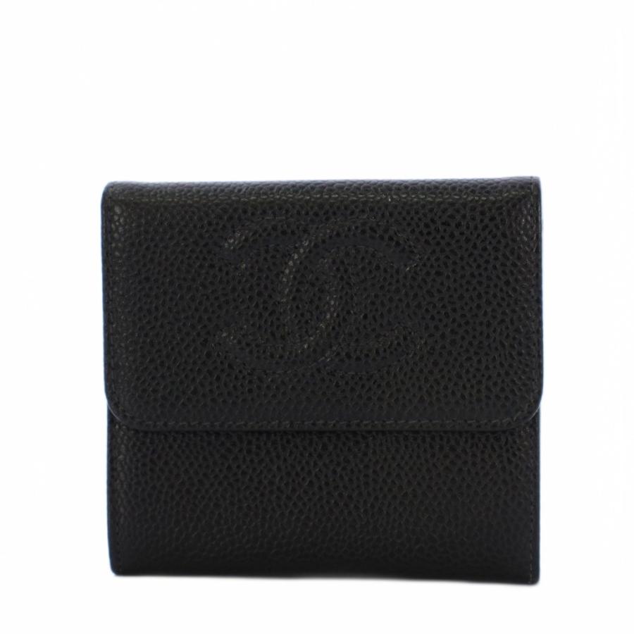 CHANEL（シャネル） 三つ折り財布 ココマーク キャビアスキン 黒 7番台