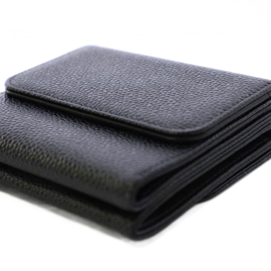 CHANEL シャネル　キャビアスキン　ココマーク　三つ折り財布　ブラック CHANEL（シャネル） 三つ折り財布 ココマーク キャビアスキン 黒 7番台