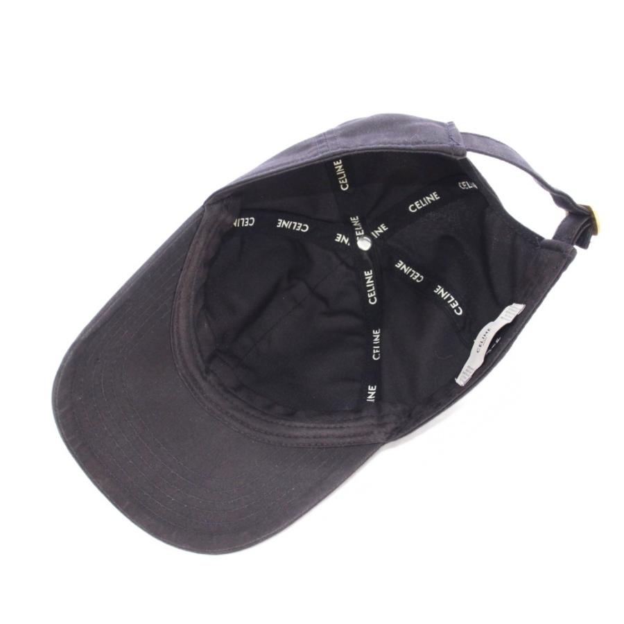 CELINE（セリーヌ） キャップ 帽子 ロゴ 刺繍 バイカラー M 黒