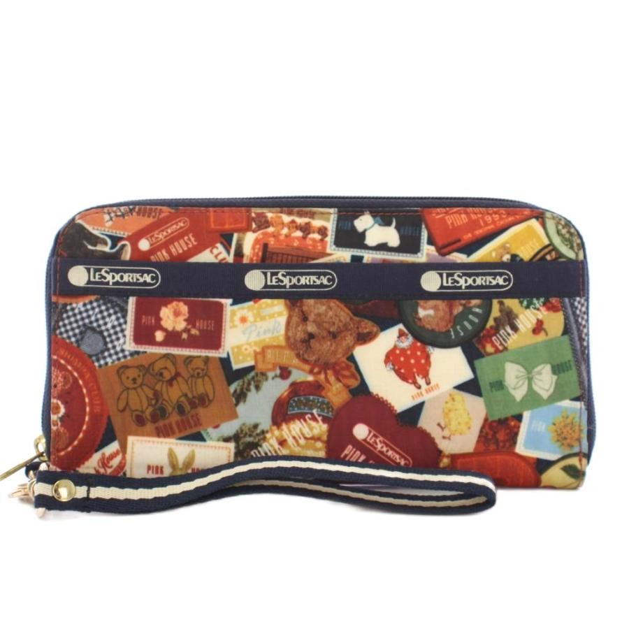 フルーツ柄 レスポートサック ラウンドファスナー長財布 ネイビー系統 新品未使用 LeSportsac（レスポートサック） LesportSAC PINK HOUSE 長財布