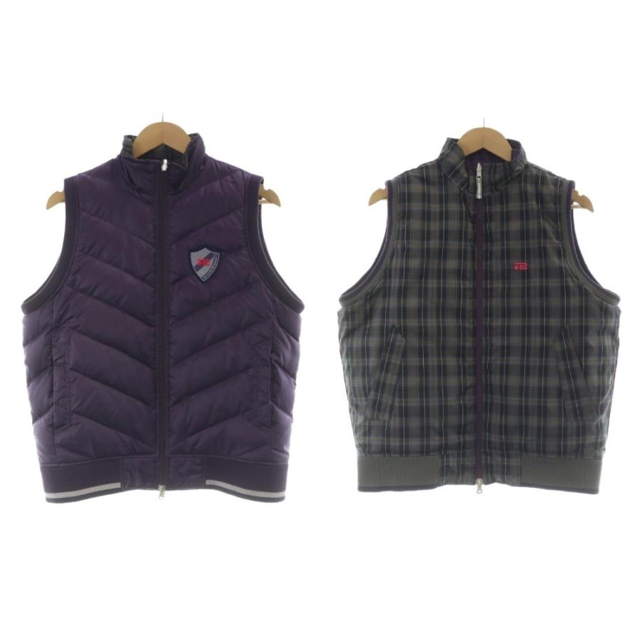 ロサーセン ROSASEN ダウンベスト リバーシブル チェック柄 LL 紫