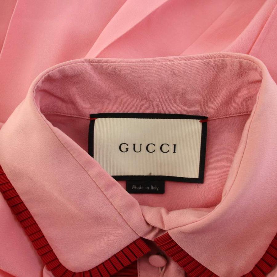 GUCCI（グッチ） シルクプリーツドレスワンピース 半袖 ひざ丈 フリル