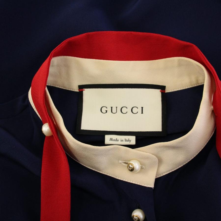 GUCCI（グッチ） ブラウス シャツ 長袖 GGパールボタン ボウタイ