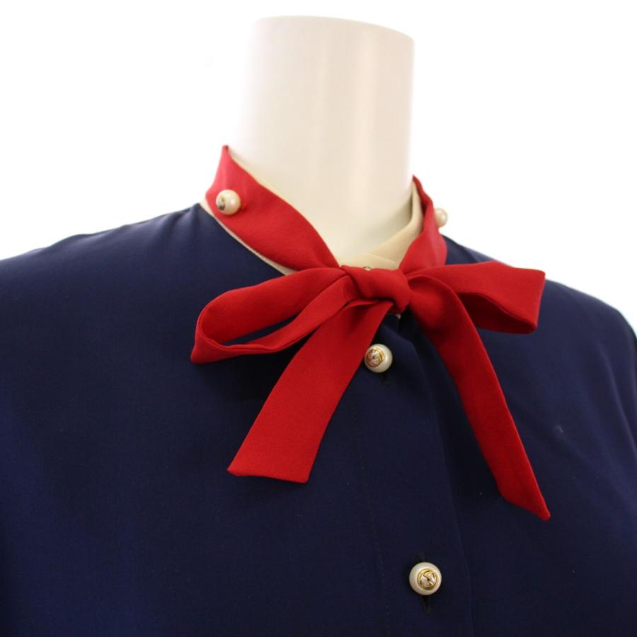 GUCCI（グッチ） ブラウス シャツ 長袖 GGパールボタン ボウタイ