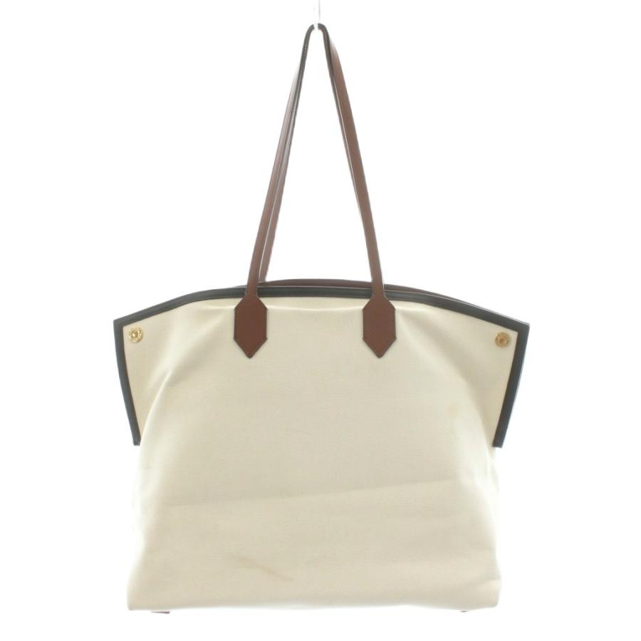 バーバリー BURBERRY ハンドバッグ ショルダーバッグ トートバッグ ロゴ キャンバス レザー アイボリー 黒 ブラック 茶 ブラウン /AN3_1