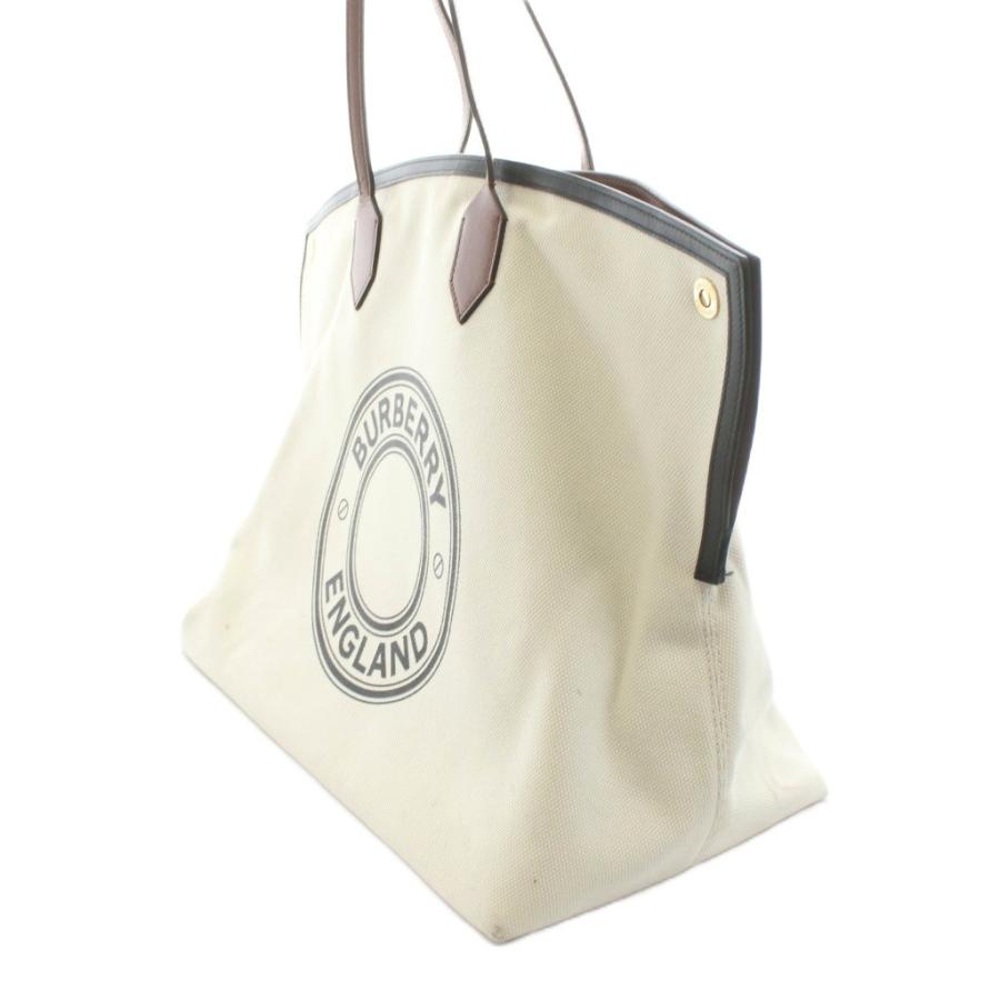 バーバリー BURBERRY ハンドバッグ ショルダーバッグ トートバッグ ロゴ キャンバス レザー アイボリー 黒 ブラック 茶 ブラウン /AN3_3