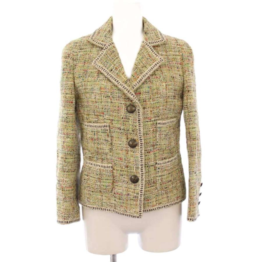 エトロ　ETRO ツイードテーラードジャケット　ベロア襟　ラメ　イタリア製 ETRO（エトロ） ツイードスーツ テーラードジャケット ひざ丈スカート