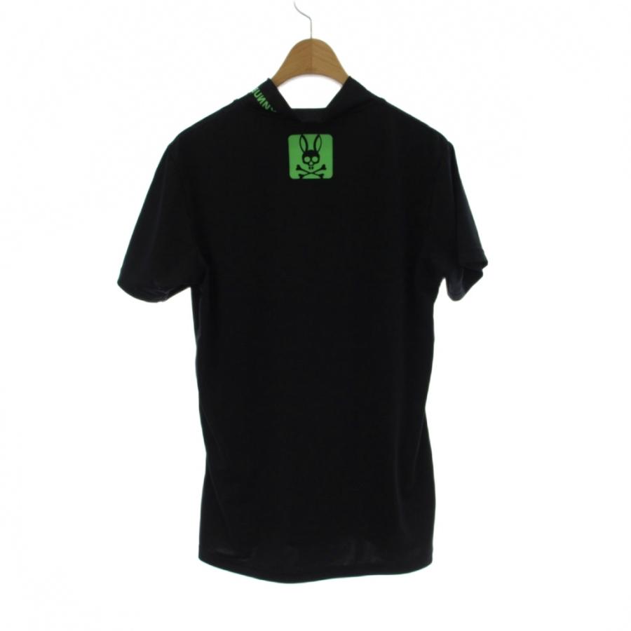 【新品未使用・タグ付き】 Psycho Bunny モックネック半袖シャツ サイコバニー Psycho Bunny Tシャツ 2 黒 ネオンカラー 半袖 モック
