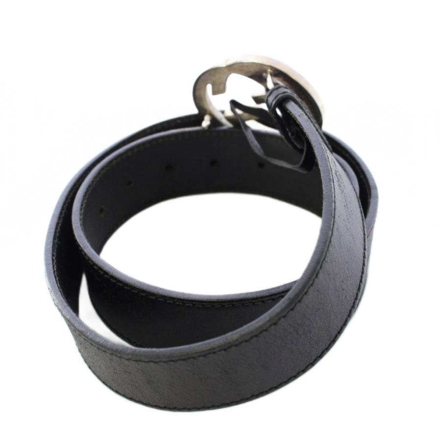 GUCCI（グッチ） インターロッキングG ベルト レザー ロゴ 黒 ブラック