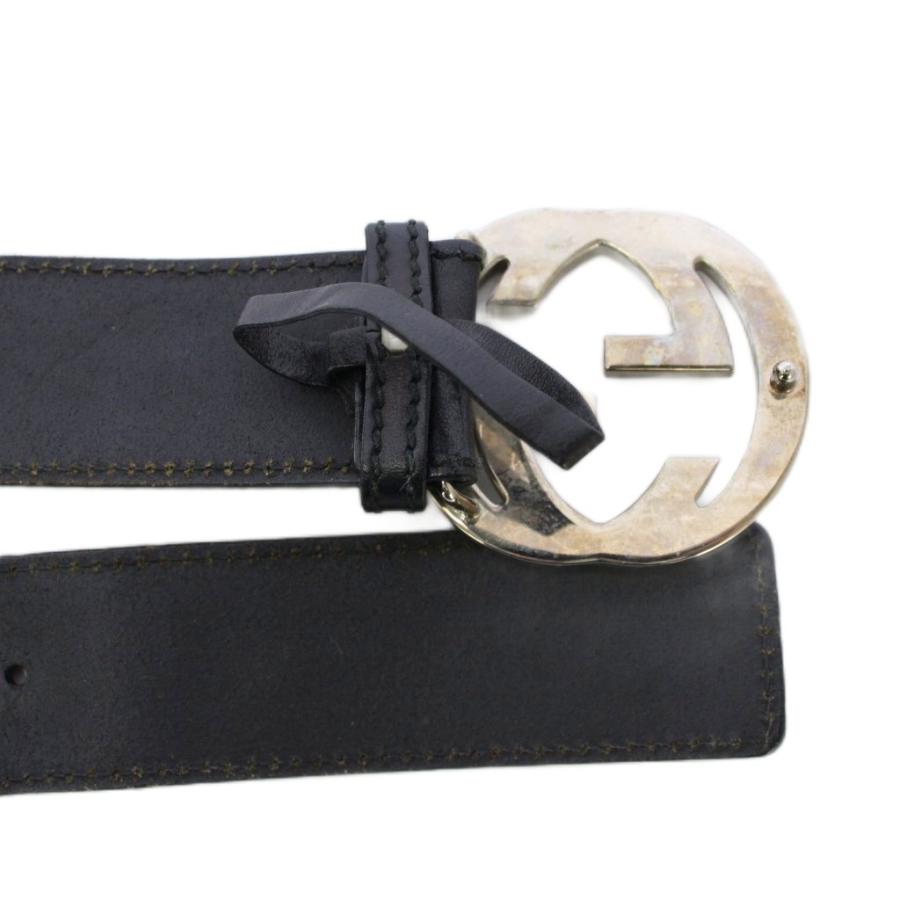 GUCCI（グッチ） インターロッキングG ベルト レザー ロゴ 黒 ブラック