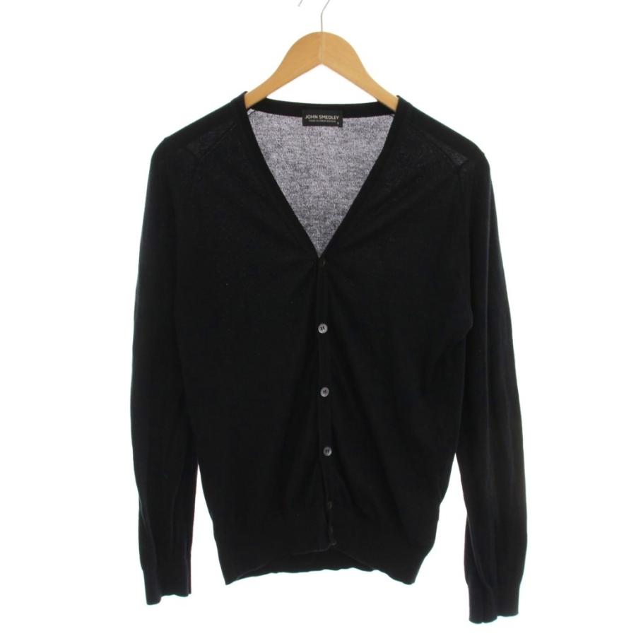 John Smedley ブラックカーディガン サイズM〜L ジョンスメドレー JOHN SMEDLEY カーディガン ニット S 黒 ブラック V