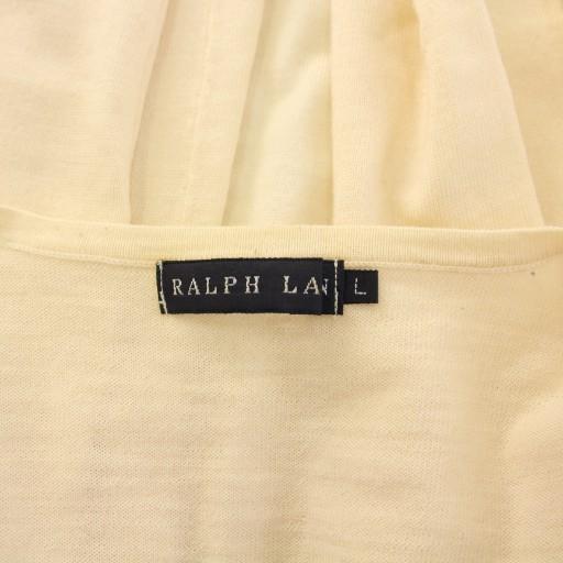 ラルフローレン RALPH LAUREN ニットカーディガン 長袖 クルーネック ショート丈 薄手 ロゴ 刺繍 ワンカラー ウール L アイボリー /BB | POLO RALPH LAUREN | 03