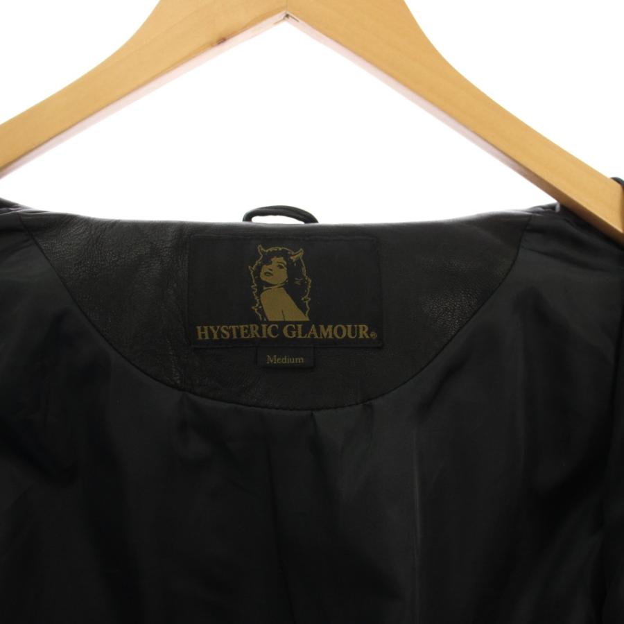 ヒステリックグラマー シングルライダースレザージャケット 山羊革 裏地総柄 黒 HYSTERIC GLAMOUR（ヒステリックグラマー） シングルライダース