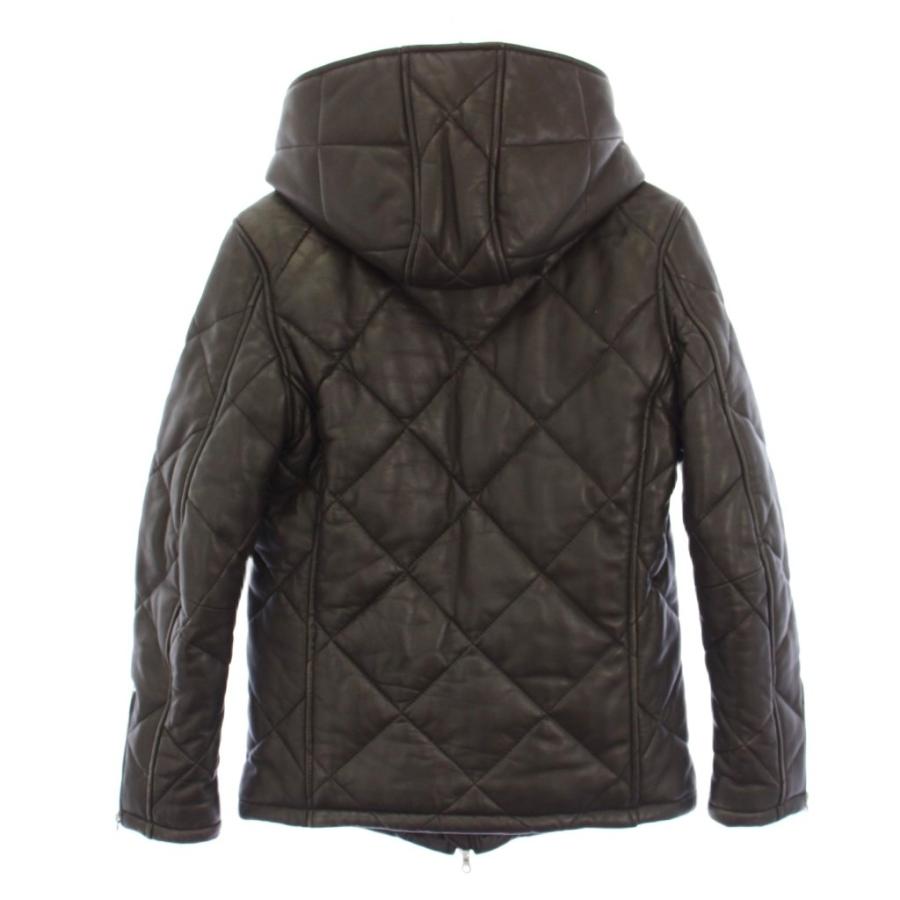 ノーアイディー NOID キルティングラムレザージャケット フーディ 中綿