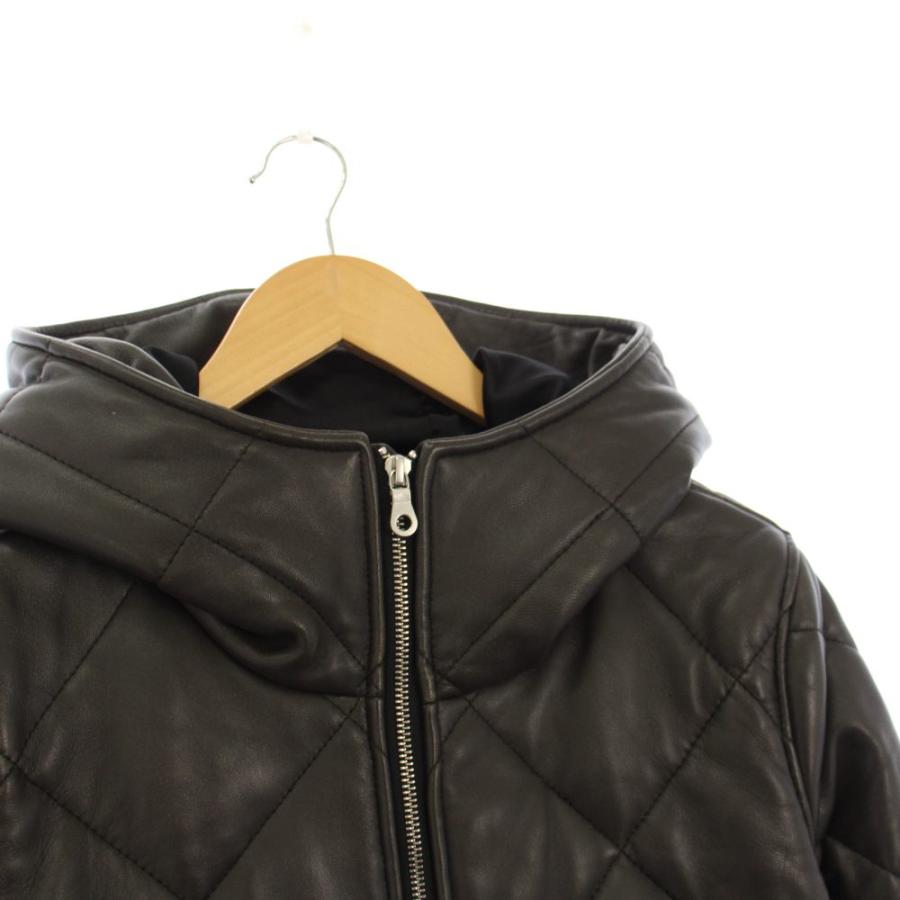 ノーアイディー NOID キルティングラムレザージャケット フーディ 中綿