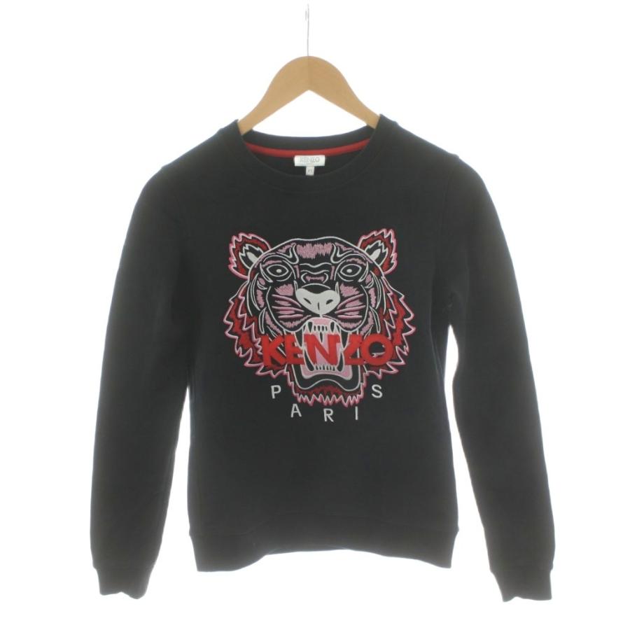 ケンゾー KENZO スウェット トレーナー 長袖 刺繍 ロゴ XS 黒 ブラック