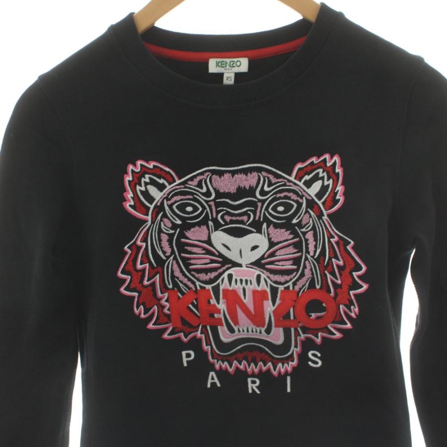 ケンゾー KENZO スウェット トレーナー 長袖 刺繍 ロゴ XS 黒 ブラック