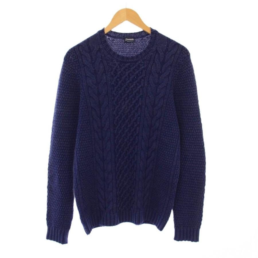 田*中様 DRUMOHR ドルモア クルーネック ニット 青 ドルモア DRUMOHR ニット セーター 長袖 クルーネック ワンカラー 50