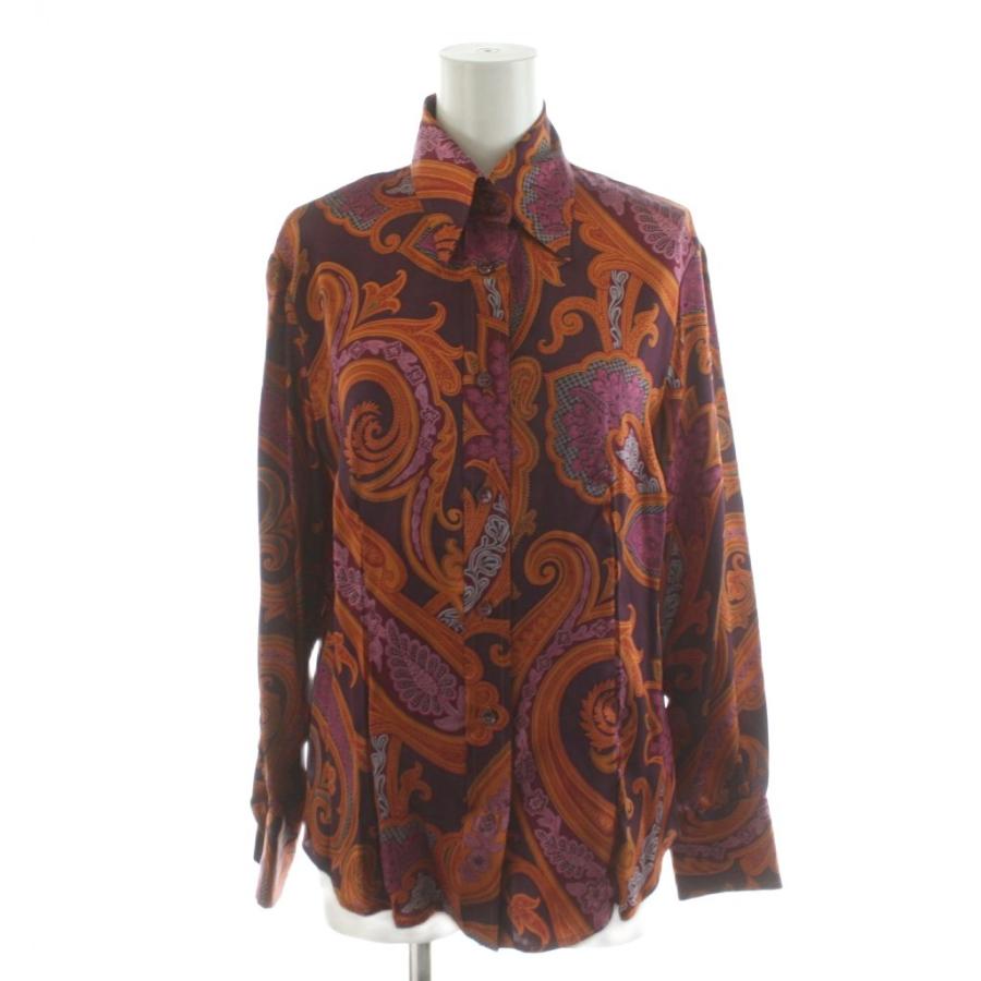 ETRO】ペイズリー柄 コットンブレンドシャツ オレンジ系 サイズ46 総柄 ETRO（エトロ） シャツ ブラウス 長袖 ペイズリー柄 オレンジ /AN30