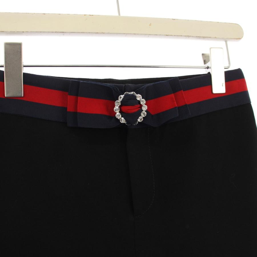 GUCCI（グッチ） スキニーパンツ シェリーラインリボン ビジュー 36 黒