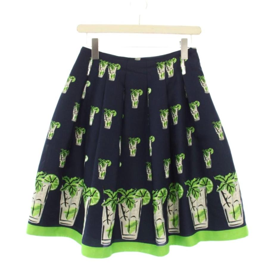 エムズグレイシー M'S GRACY フレアスカート ひざ丈 グラスモチーフ 38