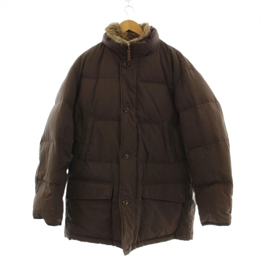 クロコダイル　ダウンジャケット　LL クロコダイル CROCODILE ダウンコート LL ブラウン スタンドカラー