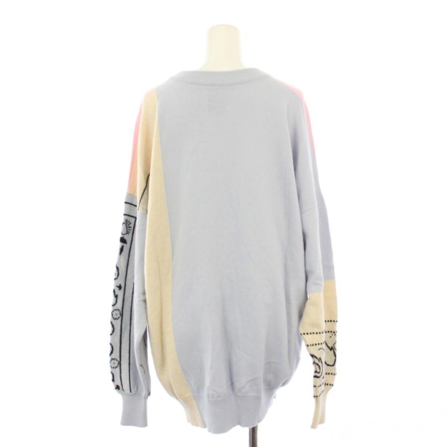 BARRIE バリー ニット セーター 長袖 総柄 カシミヤ S 水色 ピンク /KH