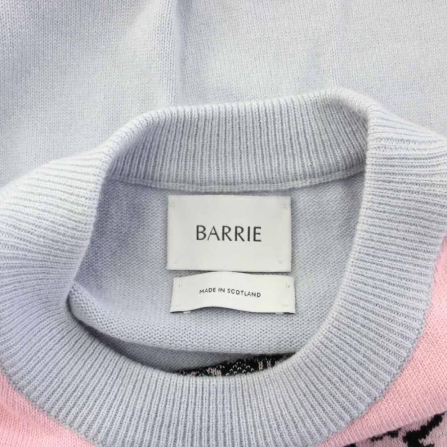 BARRIE バリー ニット セーター 長袖 総柄 カシミヤ S 水色 ピンク /KH