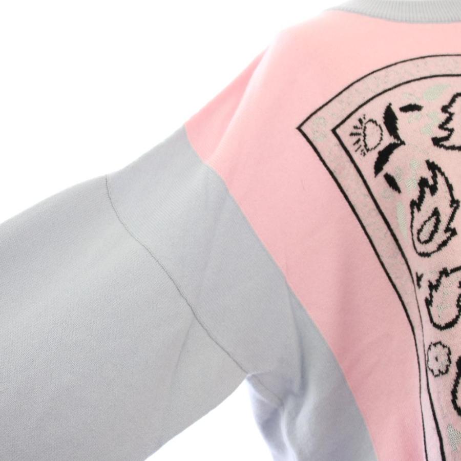 BARRIE バリー ニット セーター 長袖 総柄 カシミヤ S 水色 ピンク /KH